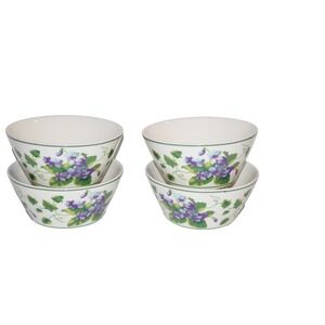 Vtg Waverly Garden Room Sweet Violet Soup Cereal Bowls 4pc set